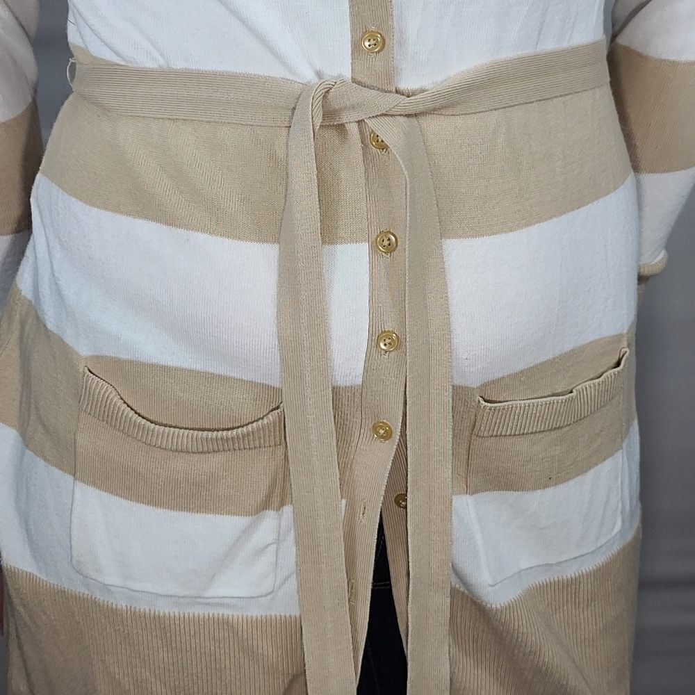 Apt. 9 Cream and White Long Striped Cardigan - Picture 4 of 6